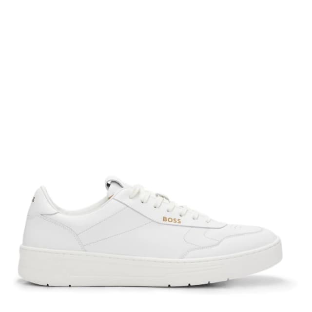 Boss Mens Baltimore Tennis Style Leather Lace Up Trainers White male 6 (40)