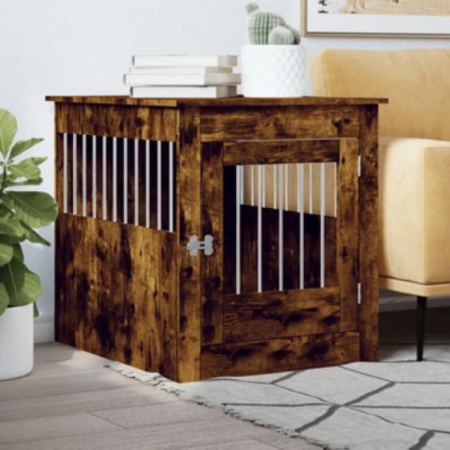 vidaXL Dog Crate Furniture Smoked Oak 64.5x80x71cm Engineered Wood, Brown 838334