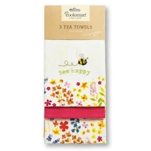 Cooksmart Bee Happy Tea Towels - 3 Pack