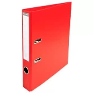 Exacompta Prem Touch Lever Arch File 53545E 55mm PVC, Cardboard 2 ring A4 Red Pack of 10