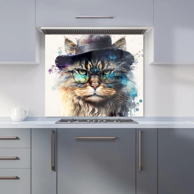 Warren Reed - Designer Siberian Cat Splashart Kitchen Splashback Size: 600mm x 750mm Multicolor Unisex 600mm x 750mm