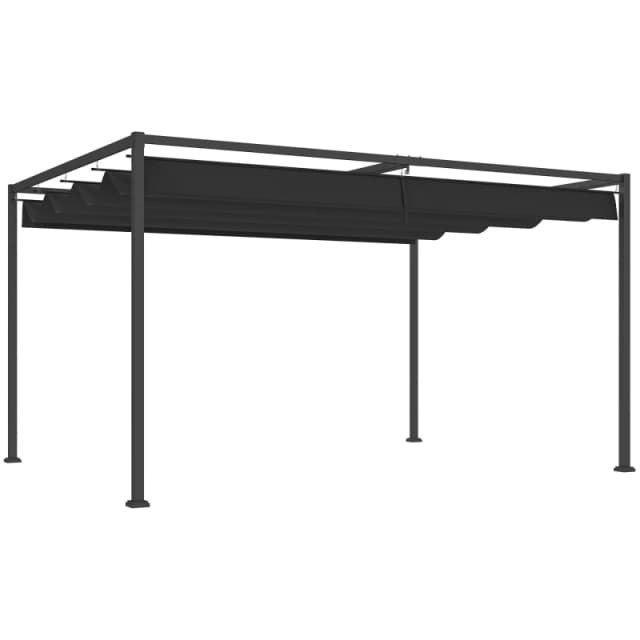 Outsunny 4 x 3m Metal Pergola with Retractable Canopy Roof Pergolas One Size Black 72470403000
