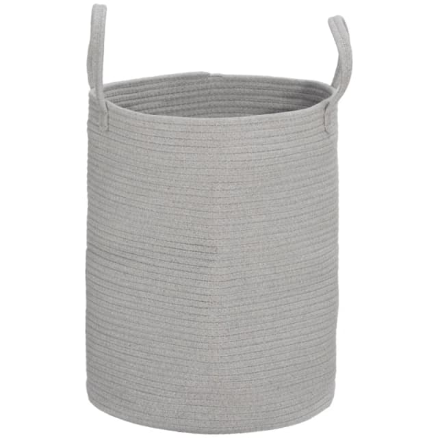HOMCOM HOMCOM 36L Cotton Rope Laundry Basket with Handles for Pillows Clothes Grey 5056725592011