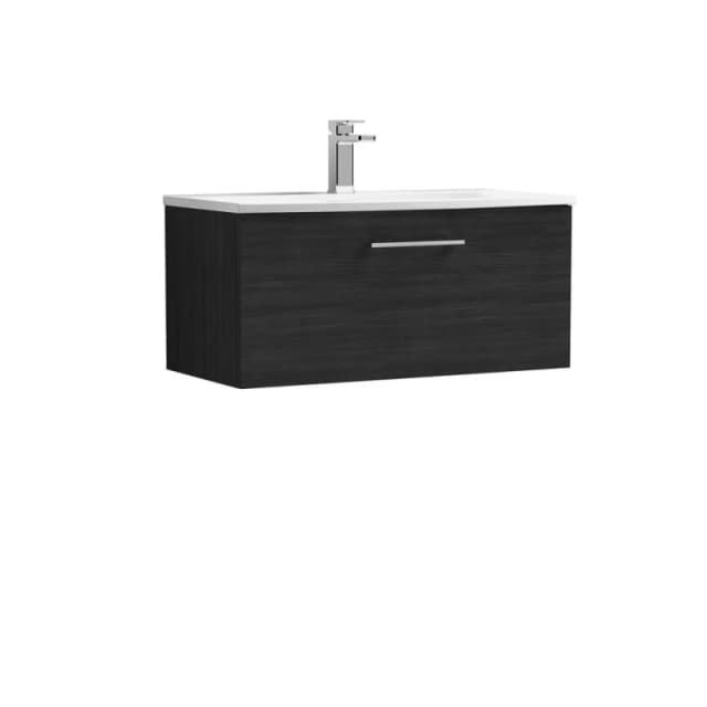 Balterley Bathroom 1 Soft Close Drawer Wall Hung Vanity Basin, Black, 800mm in Black Unisex