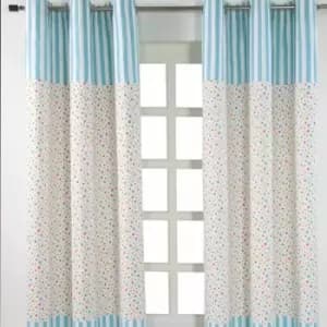 Homescapes - homecapes Cotton Multi Stars Ready Made Eyelet Curtain Pair, 137 x 182cm Drop - Blue