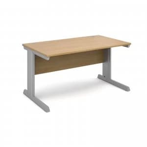 Vivo Straight Desk 1400mm x 800mm - Silver Frame Oak Top