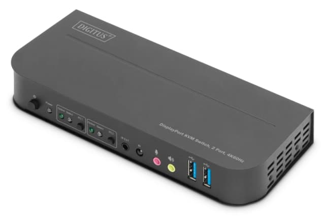 Digitus KVM Switch. 2-Port. 4K60Hz. 2 x DP in. 1 x DP/HDMI out