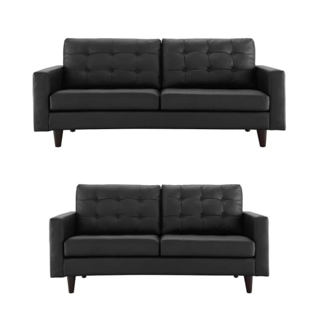 LUXURY LIFE Empress Faux Leather Sofa Set in Black Unisex