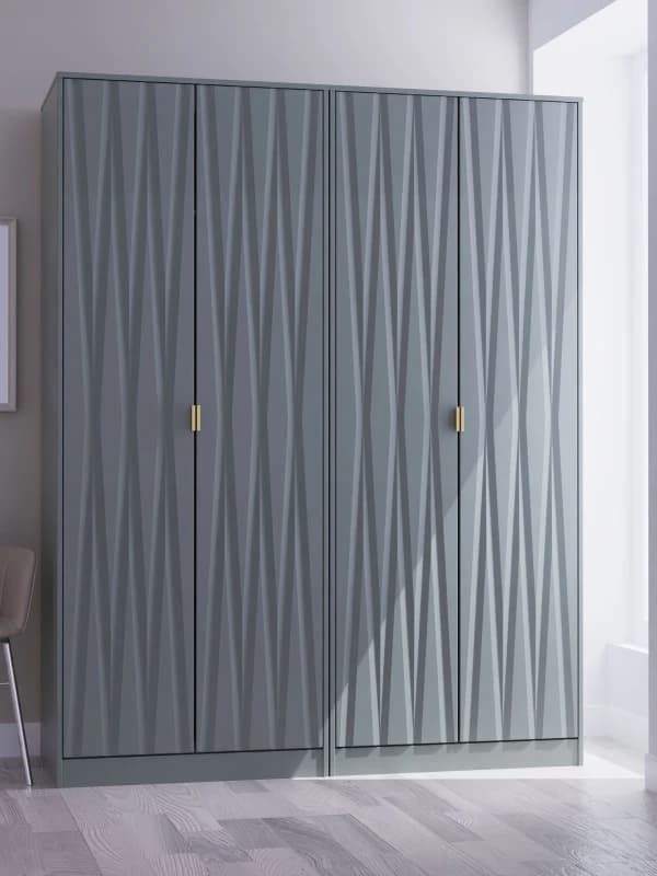 Ready Assembled 2 U Dallas Quad Wardrobe (Ready Assembled) in Pale Green Pale Green Unisex