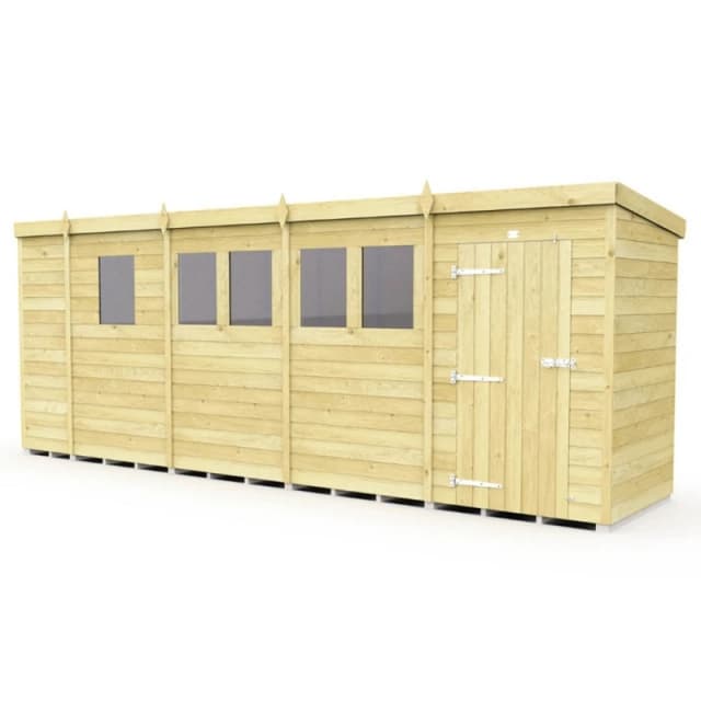 Buttercup Farm 17 x 4 Feet Pent Security Shed - Double Door - L118 x W492 x H201cm in Brown Brown Unisex