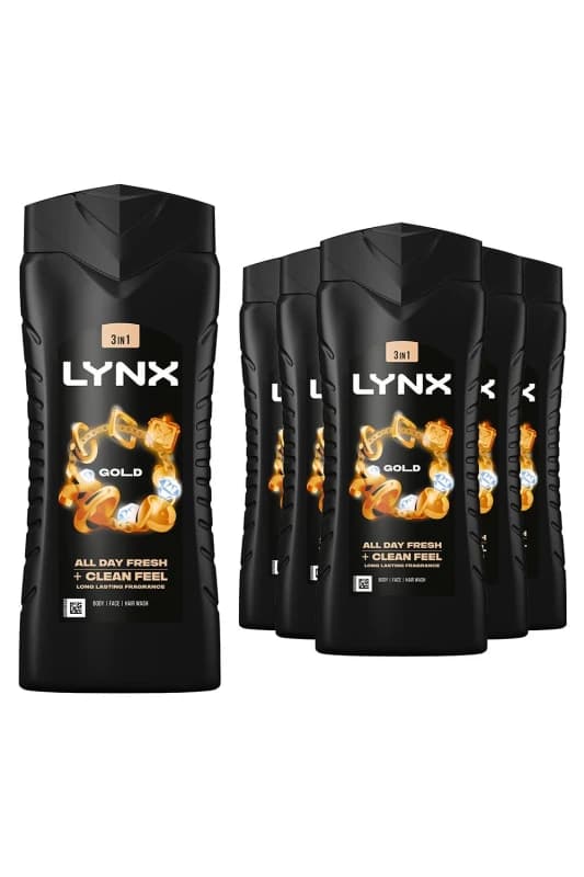 Lynx Gold 12H Fragrance Shower Gel 'Bodywash', 6x 500ml Gold male