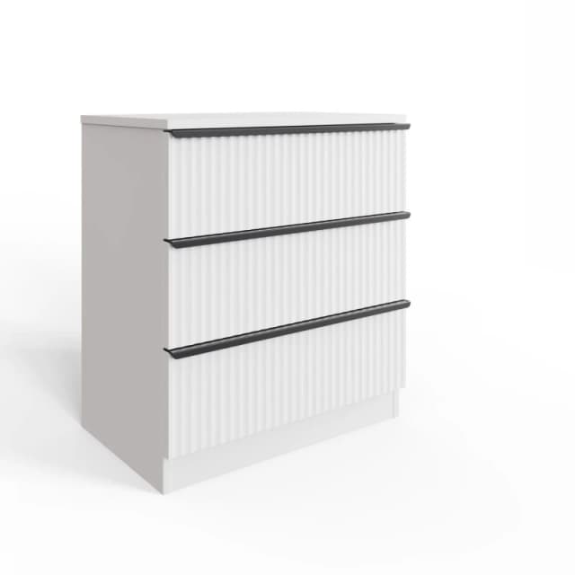 FWStyle FWStyle White 3 Drawer Chest Of Drawers Scalloped Ripple Effect White One Size Unisex 5056413127945
