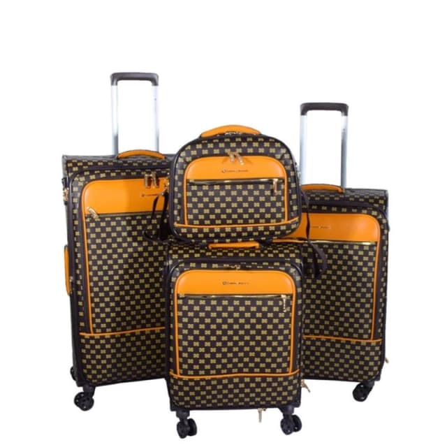 Infinity Leather Expandable Travel Luggage Strong Soft Shell Suitcases in Brown Size: Medium Brown Unisex Medium