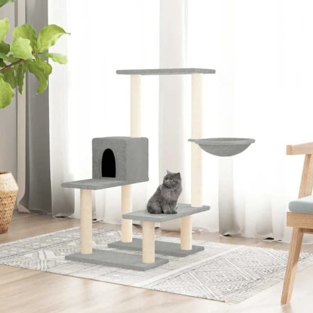 VIDAXL Cat Tree with Sisal Scratching Posts Light Grey 94.5cm vidaXL 8720287213536