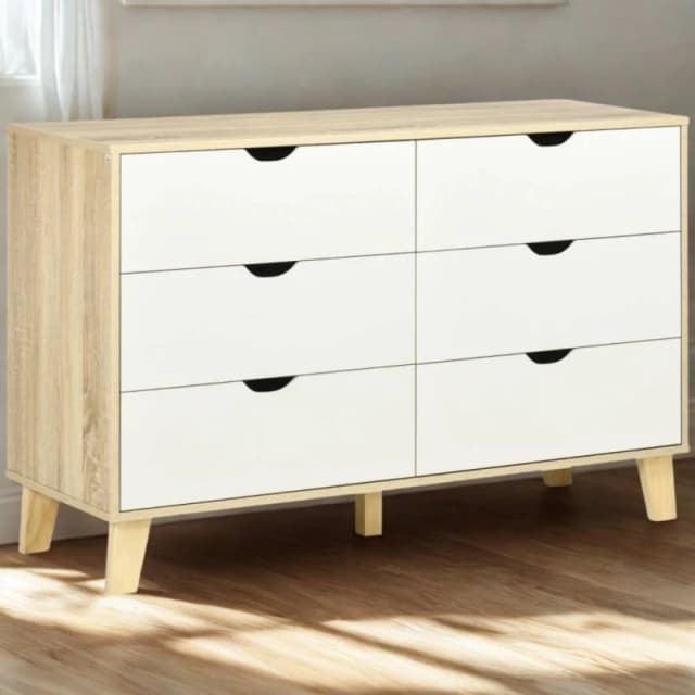 Pirlo Plush 6 Drawers Bedroom Storage Chest in Brown Brown Unisex