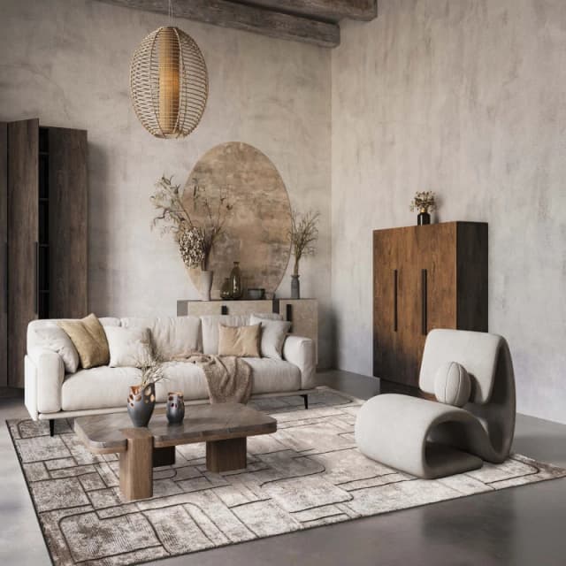 Belgravia Living Room Area Rug Metallic Sheen Modern Cobble Design Mocha 200Cm X 290Cm