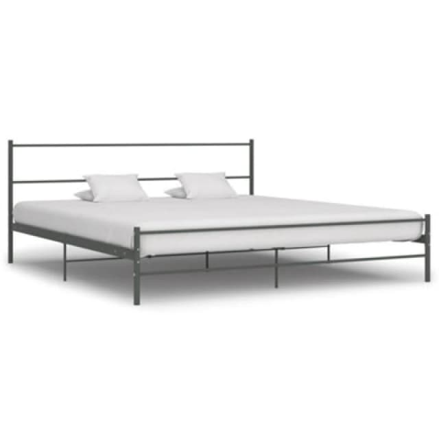 284684 Vidaxl Bed Frame Without Mattress Grey Metal 180X200 Cm Super King