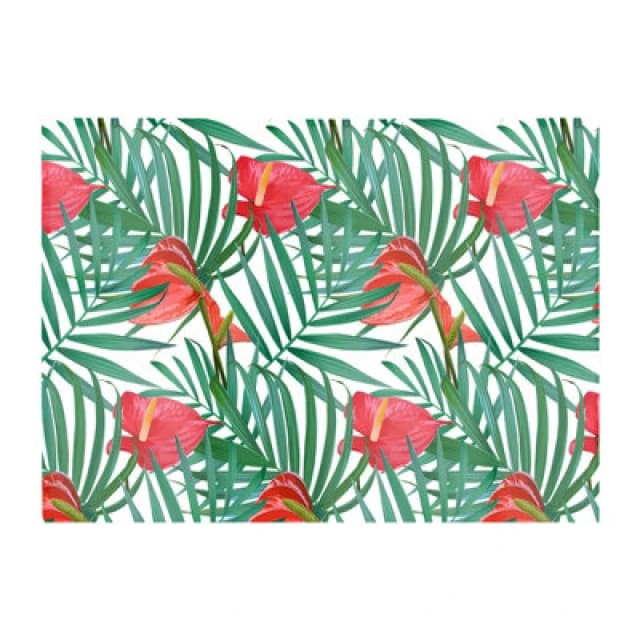 Warren Reed Designer Tropical Flowers And Palm Leaves Glass Chopping Board