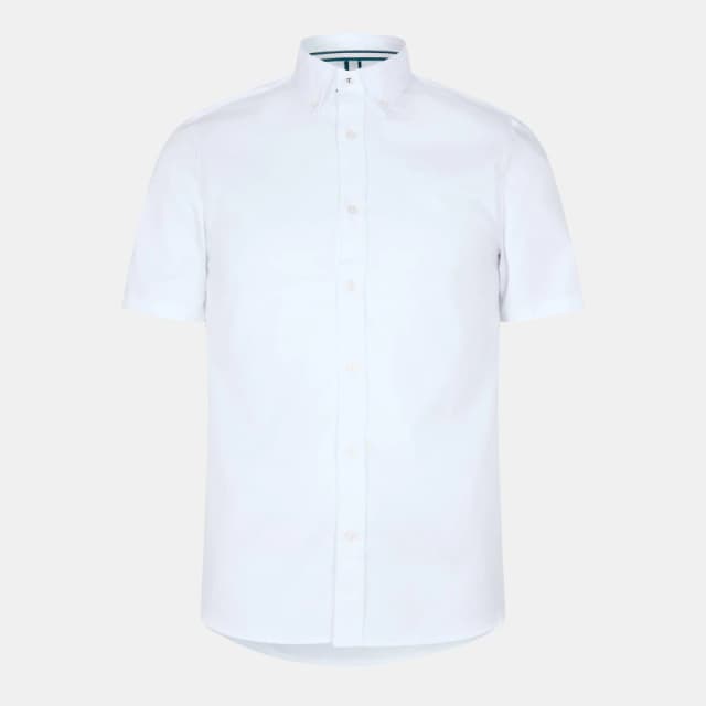 Ted Baker Mens Oxford Short-Sleeve Plain Shirt White male S (2)