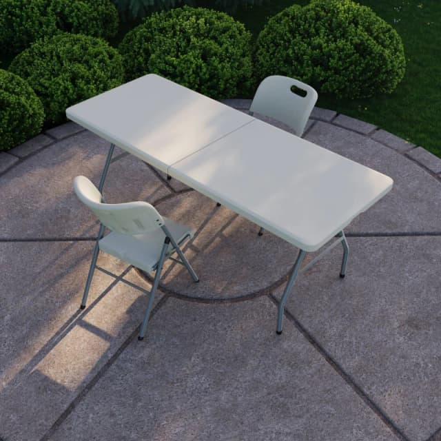 Lassic Outdoor Trestle Folding Table 6ft 2 Folding Chairs White unisex 3 Piece