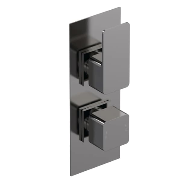 Balterley Concealed Twin Thermostatic Shower Valve 1 Outlet Brushed Pewter in Silver Silver Unisex