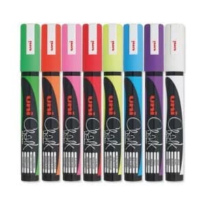 Uni PWE 5M Chalk Marker Bullet Tip Medium Line Width 1.8 2.5mm Assorted Wallet of 8