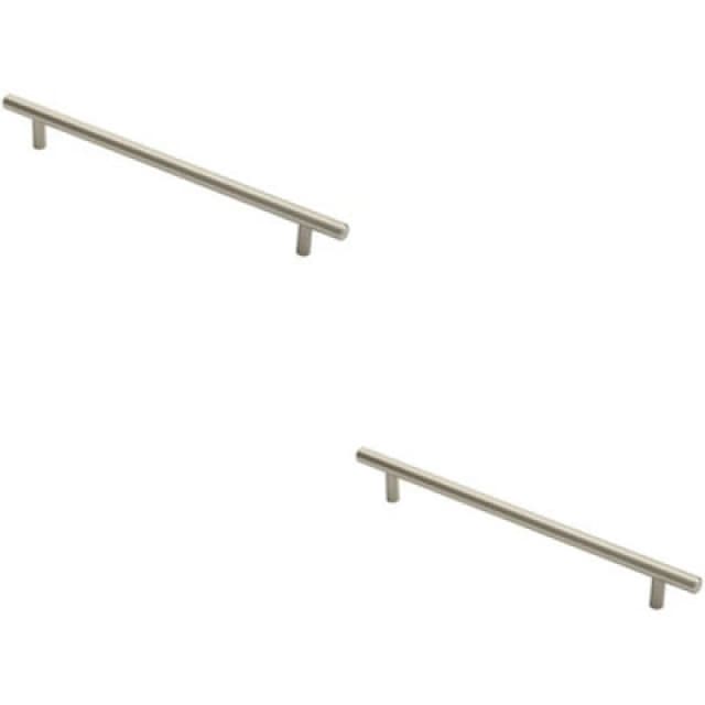 Loops 2x Round T Bar Cabinet Pull Handle 284 x 12mm 224mm Fixing Centres Satin Nickel Metallics unisex