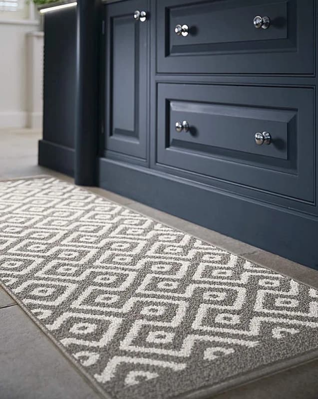 MY MAT Geo Print Stain Resistant Runner silver-coloured 065X150CM;065X200CM