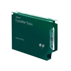 Rexel Crystalfile Classic Lateral File Manilla Square Base 50mm Green Pack of 25 Lateral Files