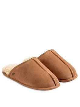 Just Sheepskin Donmar Overlocked Raised Seam Sheepskin Mule Slipper - Chestnut, Size 11, Men