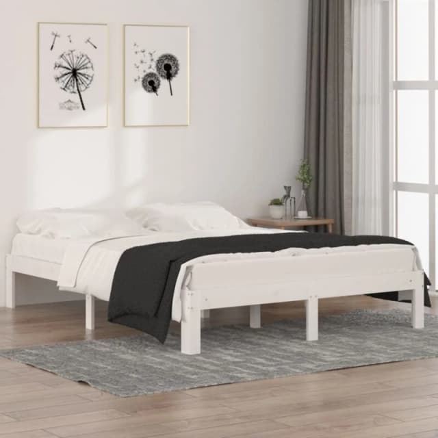 VIDAXL Bed Frame without Mattress White Solid Wood 150x200cm King Size Vidaxl 8720286879221