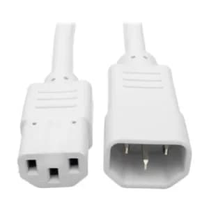 Heavy Duty PDU Power Cord C13 to C14 15A 250V 14 AWG 2ft White