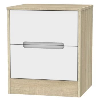 Robert Dyas Barquero Ready Assembled 2-Drawer Bedside Table - Pine/White Gloss