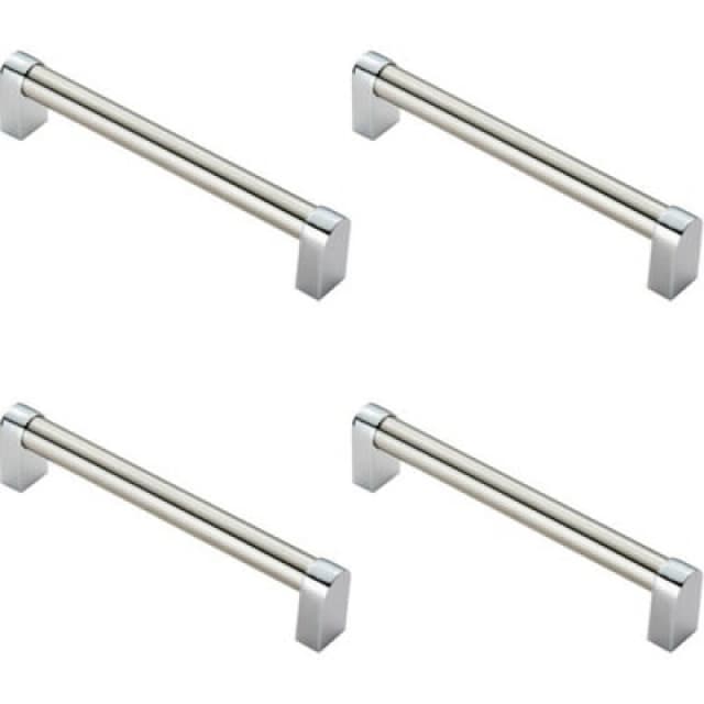 Loops 4x Round Tube Pull Handle 176 x 16mm 160mm Fixing Centres Satin Nickel & Chrome Metallics unisex