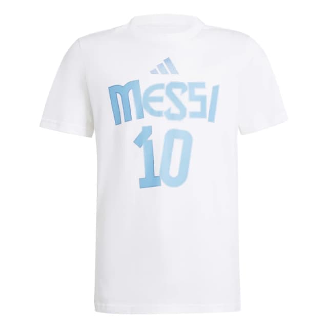 adidas Messi Name and Number Graphic Tee Kids White male 9-10 Years
