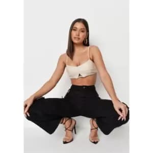 Missguided Out Bralet Faux Leather - Cream