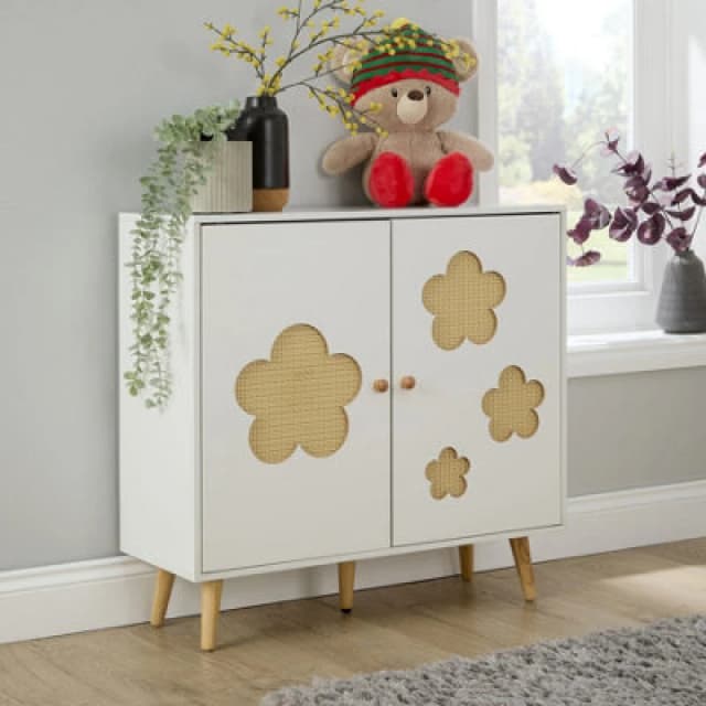 Home Source Daisy 2 Door Kids Children Storage Cabinet With Shelf