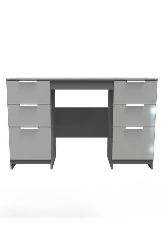 Poole Double Pedestal Desk In Uniform Grey & Dusk Grey (Ready Assembled)