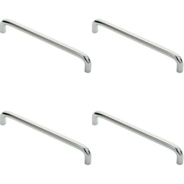 Loops 4x Round D Bar Cabinet Pull Handle 170 x 10mm 160mm Fixing Centres Chrome Multi unisex
