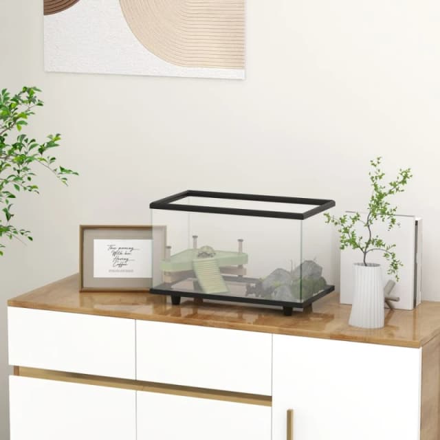 PawHut Pawhut - Turtle Tank 28L Glass Turtle Aquarium w/ Easy-Drain 45 x 25 x 29cm 5056725525750