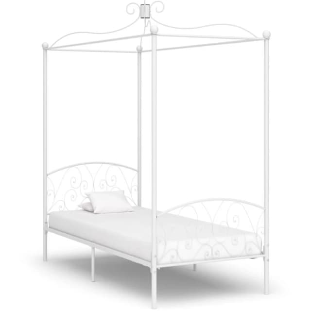 VIDAXL 284468 Canopy Bed Frame without Mattress White Metal 90x200cm Vidaxl 8719883791623