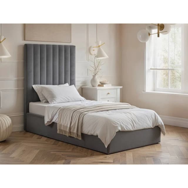 Flair Everley Single Ottoman Bed in Grey Grey Unisex Single