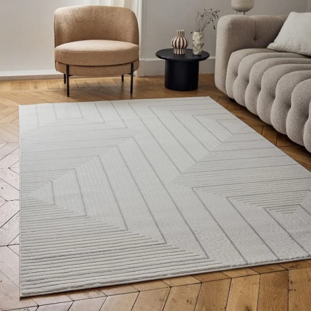 THE RUGS Carmel Modern Area Rugs & Runners Geometric Stain Resistant in Grey Size: 80cm x 150cm Grey Unisex 80cm x 150 cm