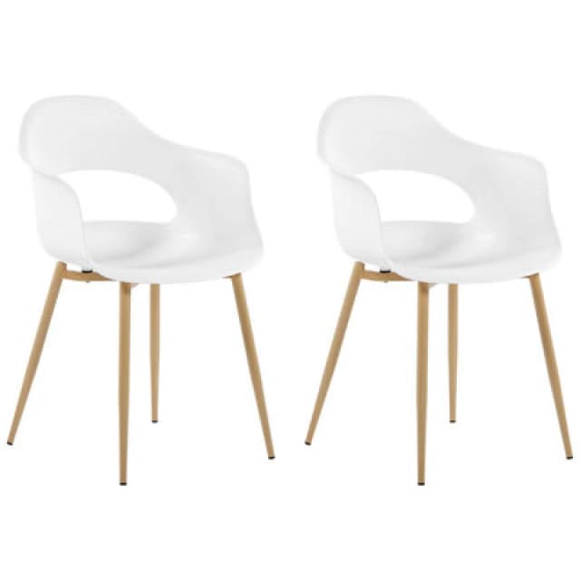 Beliani Set Of 2 Dining Chairs Utica White