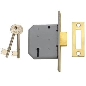 Union 2177 3 Lever Mortice Deadlock Satin Chrome 77.5mm 3" Visi