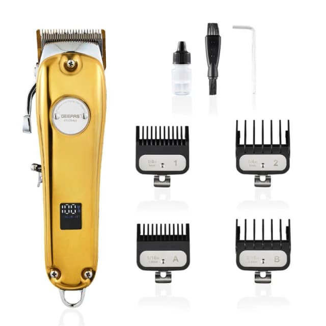 Geepas Cordless Professional Hair Clipper Digital Electric Stubble Beard Trimmer Yellow