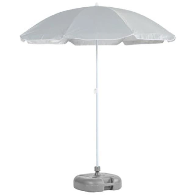 Harbour Housewares Metal Beach Parasol & Base Set - 1.74 X 1.93M - Grey/grey