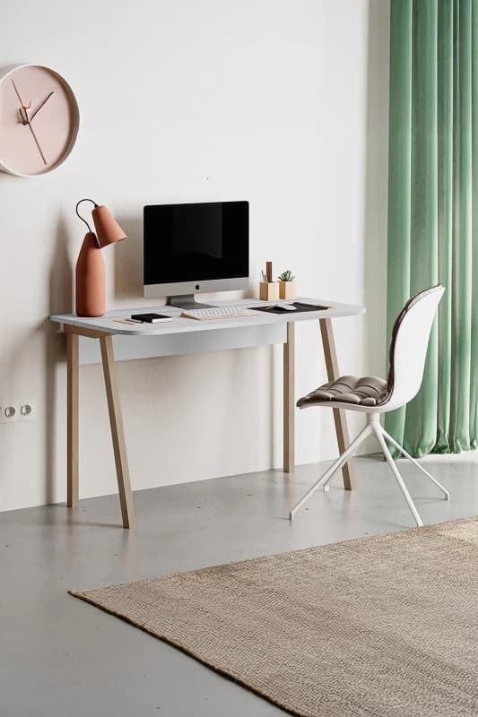 FWStyle FWStyle Freestanding Student Study Desk Home Office Solid Matt White White One Size Unisex 5056413125538