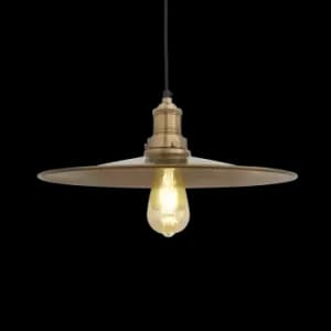 Industville Brooklyn Flat Pendant - 15" - Brass Shade Brass Holder / Brass Holder