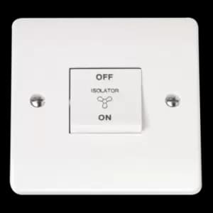 Click Scolmore Mode 20A 3-Pole Fan Isolation Rocker Switch Polar White - CMA020